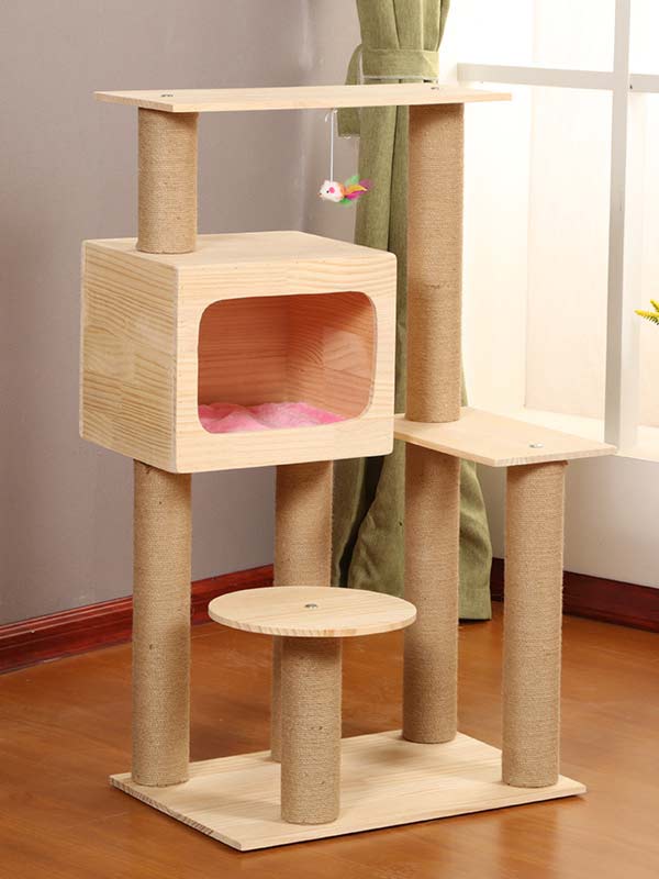 Melhor gato árvore pinho corda de cânhamo coluna escada gato casa quente brinquedo para gato 06-1165 gmtpetproducts.com