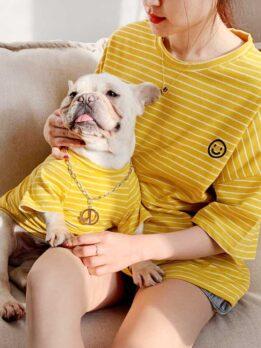 Pet Factory OEM оптовая продажа летняя толстовка с капюшоном для собак корейская версия щенок родитель-ребенок Тедди полосатая хлопковая футболка 06-0291 gmtpetproducts.com