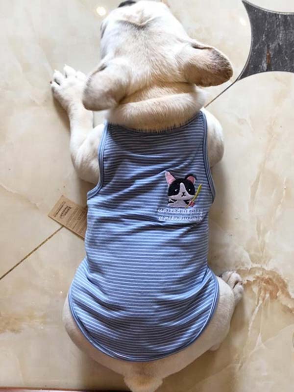 Wholesale Stripe Cotton Vest Dog T Shirt Embroidery Clothes 06-0488