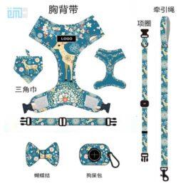 Pet harness factory new dog leash vest-style printed dog harness set small and medium-sized dog leash 109-0003 gmtpetproducts.com