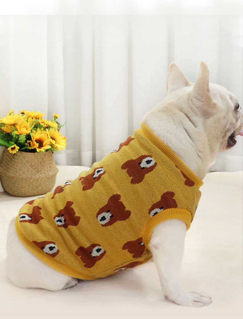 GMTPET Autumn and winter thickened dog clothes bear jacquard fat dog short body bulldog clothes thickened method bucket plus velvet vest 107-222022 gmtpetproducts.com