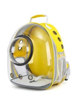 Transparent yellow pet cat backpack with hood 103-45031 gmtpetproducts.com