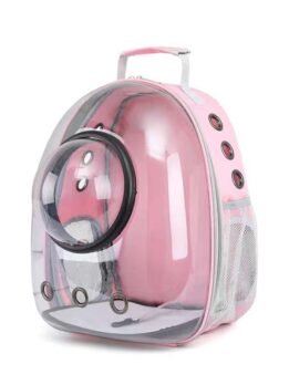 Transparent pink pet cat backpack with hood 103-45032 gmtpetproducts.com