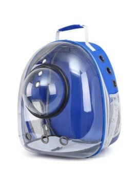 Transparent blue pet cat backpack with hood 103-45033 gmtpetproducts.com