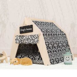 Waterproof Dog Tent: OEM 100% Cotton Canvas Pet Teepee Tent Colorful Wave Collapsible 06-0963 gmtpetproducts.com