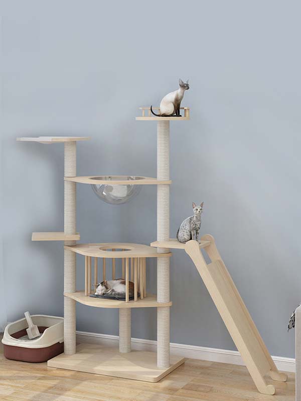 Wholesale pine solid wood multilayer board cat tree cat tower cat climbing frame 105-212 gmtpetproducts.com