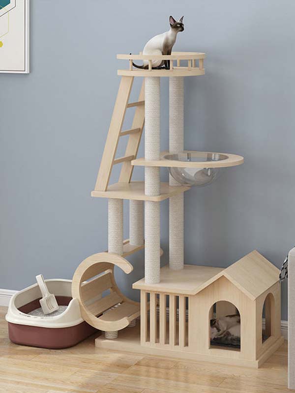 Condomínios para gatos por atacado | Torre Cat OEM | Árvore de gato legal de madeira maciça 105-216 gmtpetproducts.com
