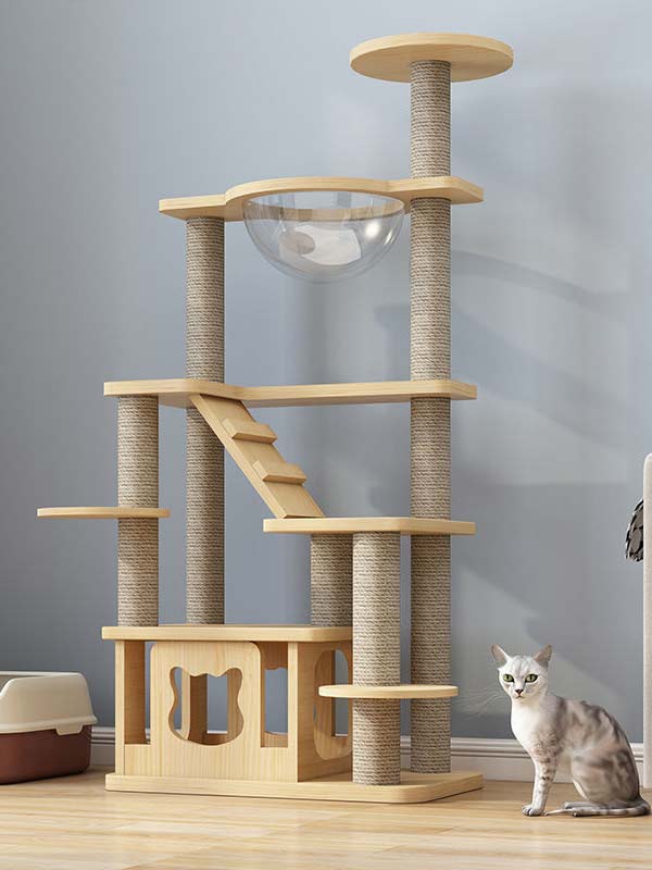 atacado-pinho-madeira maciça-placa multicamadas-gato-árvore-torre-gato-quadro de escalada para gatos-105-219 gmtpetproducts.com