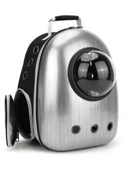 Brushed silver upgraded side opening pet cat backpack 103-45008 gmtpetproducts.com