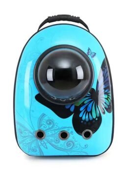 Blue butterfly upgraded side opening pet cat backpack 103-45017 gmtpetproducts.com