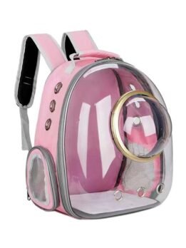 Transparent Gold Ring Pink Pet Cat Backpack 103-45046 gmtpetproducts.com