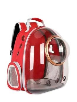Transparent gold circle red pet cat backpack 103-45048 gmtpetproducts.com