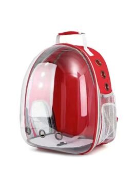 Transparent red pet cat backpack with side opening 103-45052 gmtpetproducts.com