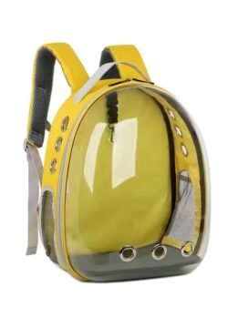 Transparent yellow pet cat backpack with side opening 103-45056 gmtpetproducts.com