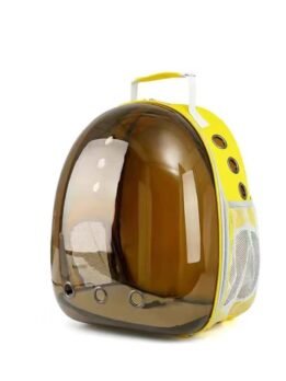 Side opening brown transparent yellow pet cat backpack 103-45063 gmtpetproducts.com