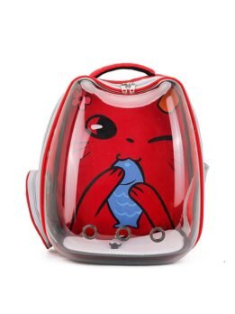 Red Transparent Breathable Cat Backpack Pet Bag 103-45079 gmtpetproducts.com